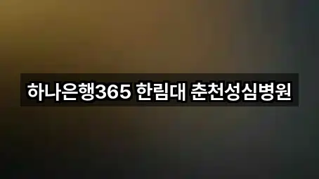 하나은행365 한림대 춘천성심병원
